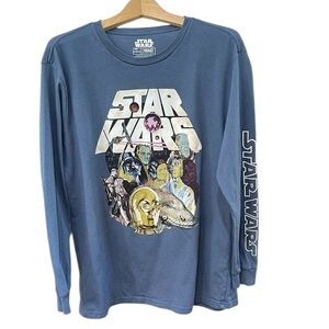 Star Wars Mad Engine Ling Sleeve Tee Shirt Men’s SZ‎ XL Blue